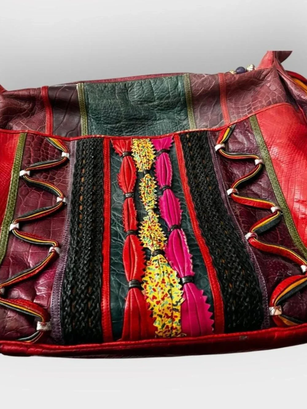 Vintage 80's Sharif Multicolor Leather Shoulder Bag